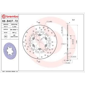 Disque de frein fixe BREMBO 68B40772 Série Or Acier inoxydable D.240 Épaisseur 4mm 6 trous