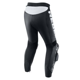 Pantalons de moto en cuir REBELHORN REBEL pour hommes Noir/Blanc