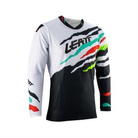 Maillot motocross LEATT Moto 5.5 UltraWeld Tiger bleu rouge filet élastique