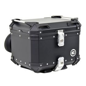 Coocase Schwarzes Aluminium Topcase X1 45L Universelle Platte und verstellbare Rückenlehne