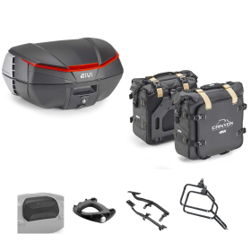 Kit de top case GIVI V49 AIR CANYON Sac Noir Orange 49/25L pour VOGE VALICO 900 DSX