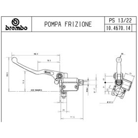Pompa frizione assiale BREMBO 10467014 nera D.pistone 13mm leva fissa