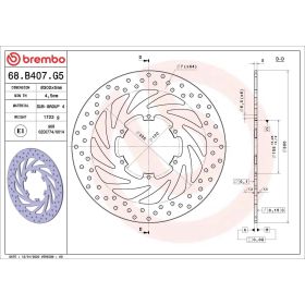 BREMBO Festbremscheibe 68B407G5 Gold-Serie Edelstahl D.300 Dicke 5mm 6 Löcher
