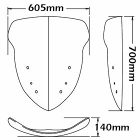 ISOTTA Hochwindschild Licht Rauch 700x605x6mm für BMW R 1200 RT