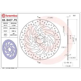 Disque frein fixe BREMBO 68B407P5 série or inox D.300 épaisseur 5mm 6 trous KTM