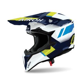 AIROH WRAAAP VISION Glossy Yellow/Blue Cross Helmet