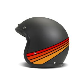 Jet Helm Cafe Racer DMD RETRO Fuoco Schwarz Rot Matt