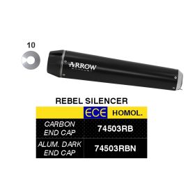ARROW Komplettauspuff genehmigt Rebel schwarze Aluminium-Endkappe für Yamaha SCR 950