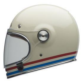 Full Face Helmet Bell Bullitt Stripes White Pearl Oxblood Blue