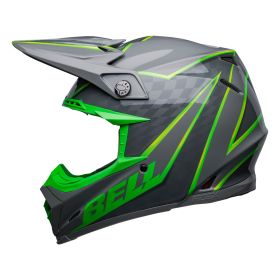 CASCO MOTOCROSS BELL MOTO-9S FLEX SPRITE GRIGIO VERDE LUCIDO