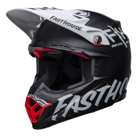 Motocross-Helm Bell Moto-9S Flex Fasthouse Flex Crew Schwarz Weiß Matt