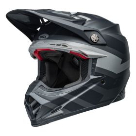 Casco Motocross Bell Moto-9S Flex Banshee Nero Argento Satinato