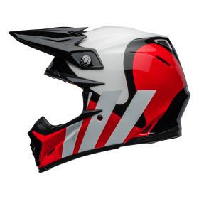 Motocross-Helm Bell Moto-9S Flex Hallo Cousteau Streifen Weiß Rot Schwarz