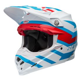 Casco Motocross Bell Moto-9S Flex Banshee Bianco Rosso Azzurro