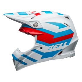 Casco Motocross Bell Moto-9S Flex Banshee Bianco Rosso Azzurro