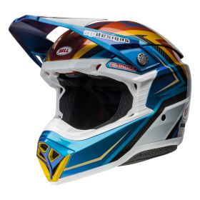 Casque de Motocross Bell Moto-10 Spherical Tomac Replica 24 Blanc Or Bleu