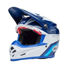 Casco Motocross BELL MOTO-9S FLEX Merchant Blu Bianco Lucido