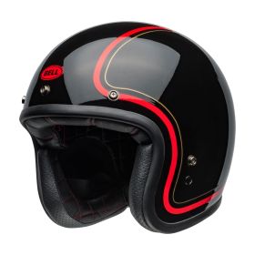 Jet Helmet Cafe Racer BELL Custom 500 Chief Black Red Glossy