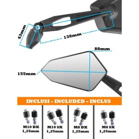 BRIXIAMOTO  MOTORCYCLE HANDLEBAR MIRROR