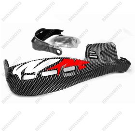 PROTÈGE-MAINS STICKERS GUIDON MOTO CARBON LOOK RACING BLACK RED