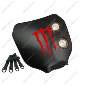 MASCHERA FARO NERO LOGO MONSTER ROSSO