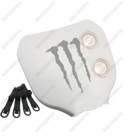 MASCHERA FARO BIANCO LOGO MONSTER GRIGIO