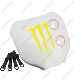 MASCHERA FARO BIANCO LOGO MONSTER GIALLO