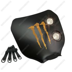 MASCHERA FARO NERO LOGO MONSTER ORO