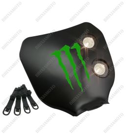 MASCHERA FARO NERO LOGO MONSTER VERDE