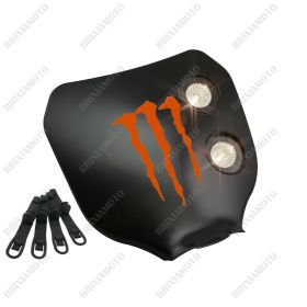 MASCHERA FARO NERO LOGO MONSTER ARANCIONE