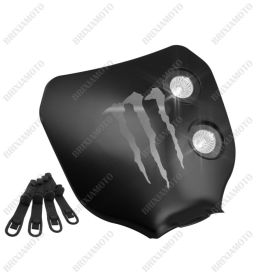 MASCHERA FARO NERO LOGO MONSTER ARGENTO