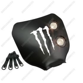 MASCHERA FARO NERA LOGO MONSTER BIANCO