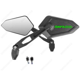 PAIR OF MIRRORS MIRROR STREET BLACK GREEN LOGO BENELLI BN 302