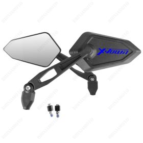 PAIR OF MIRRORS MIRROR APPROVED STREET BLACK BLUE LOGO KYMCO X-TOWN