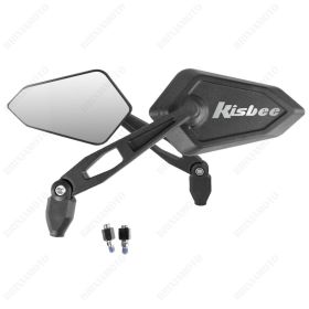 PAIR OF MIRRORS MIRROR APPROVED STREET BLACK SILVER LOGO PEUGEOT KISBEE