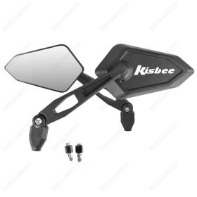 PAIR OF MIRRORS MIRROR APPROVED STREET BLACK WHITE LOGO PEUGEOT KISBEE
