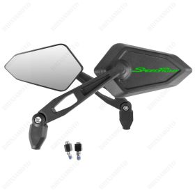 PAIR OF MIRRORS MIRROR APPROVED STREET BLACK GREEN LOGO PEUGEOT SPEEDFIGHT