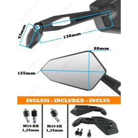 PAIR OF MIRRORS MIRROR APPROVED STREET BLACK ORANGE LOGO YAMAHA FASTER SONS