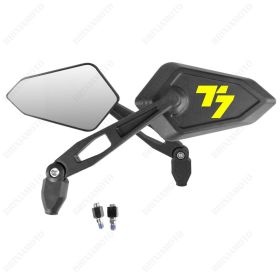 PAIR OF MIRRORS MIRROR APPROVED STREET BLACK YELLOW LOGO YAMAHA T7 CONCEPT