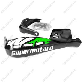 PROTÈGE-MAINS PERFORMANCE STICKERS GUIDON MOTO NERO SUPERMOTARD BLANC GREEN