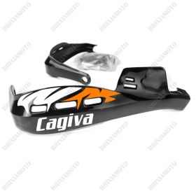 PROTÈGE-MAINS PERFORMANCE STICKERS GUIDON MOTO NERO CAGIVA BLANC ORANGE