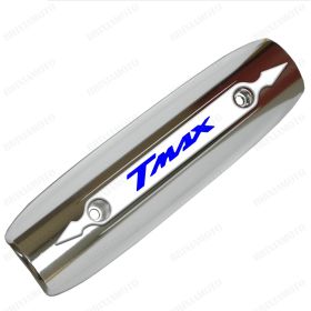 PROTECTION CHALEUR ECHAPPEMENT CHROME T-MAX 500 530 2007-2016 LOGO 3D BLANC BLEU