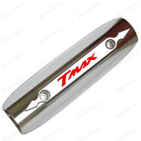 HEAT SHIELD EXHAUST COVER CHROME T-MAX 500 530 2007-2016 LOGO 3D WHITE RED