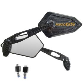 PAIR OF CARBON LOOK MIRRORS WITH LOGO GOLD BMW R 1200 GS R1200GS ADVENTURE