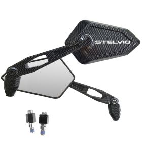 PAIR OF CARBON LOOK MIRRORS WITH LOGO WHITE MOTO GUZZI STELVIO 1200 4V NTX ABS