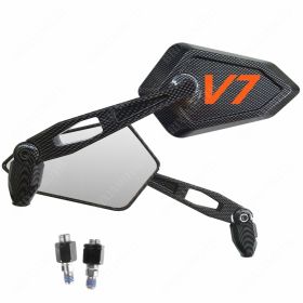 PAAR SPIEGEL CARBON LOOK MIT LOGO ORANGE FUR MOTO GUZZI 750 V7 V7 II V7 III