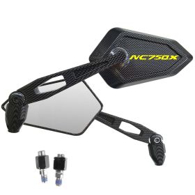 PAIR OF CARBON LOOK MIRRORS WITH LOGO YELLOW HONDA NC750X NC 750 X ABS DCT