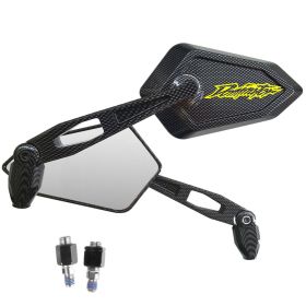 PAIR OF APPROVED CARBON LOOK MIRRORS WITH LOGO YELLOW HONDA NX 650 DOMINATOR 500
