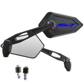 PAAR SPIEGEL CARBON LOOK MIT LOGO BLAU HONDA SW-T SWT 400 600 SW T