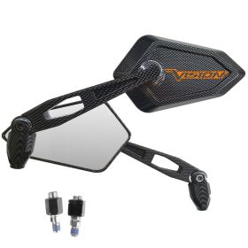 PAIR OF CARBON LOOK MIRRORS WITH LOGO ORANGE HONDA VISION 50 110 MANUBRIO